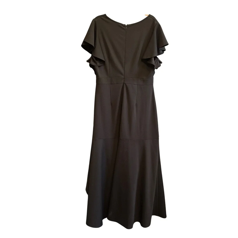 MIUSOL XXL Black Ruffle Sleeve V-Neck Maxi Dress Elegant Evening Party - Picture 2 of 10
